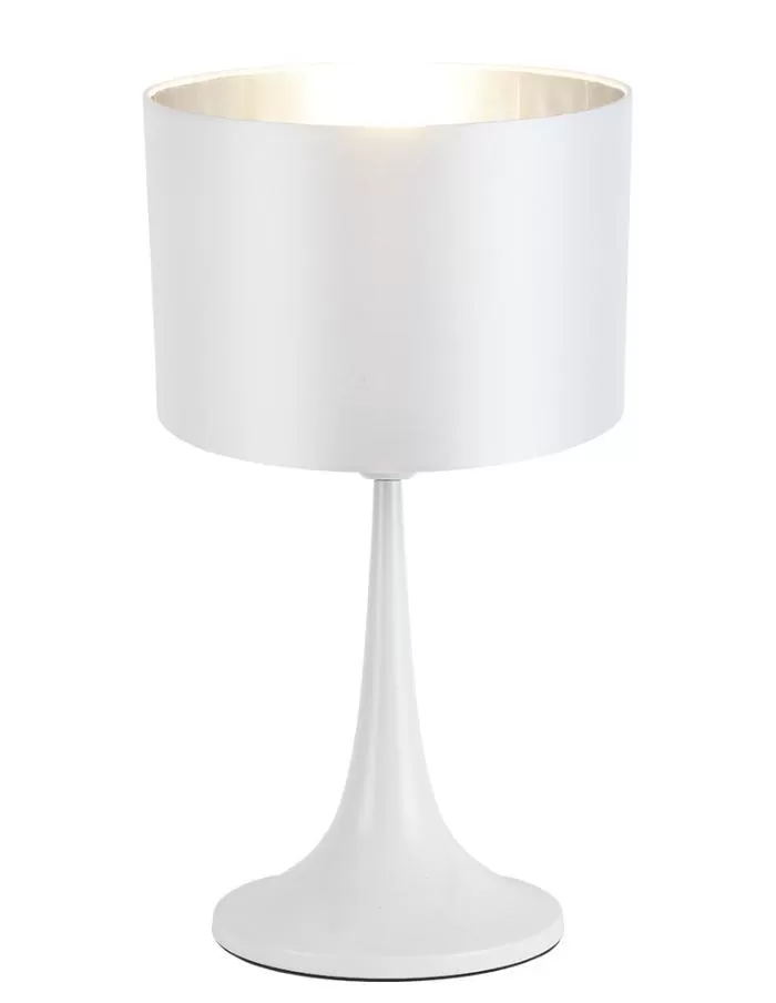 Lámpara de mesa 1xE27 Markas Pallas blanca interior cromo